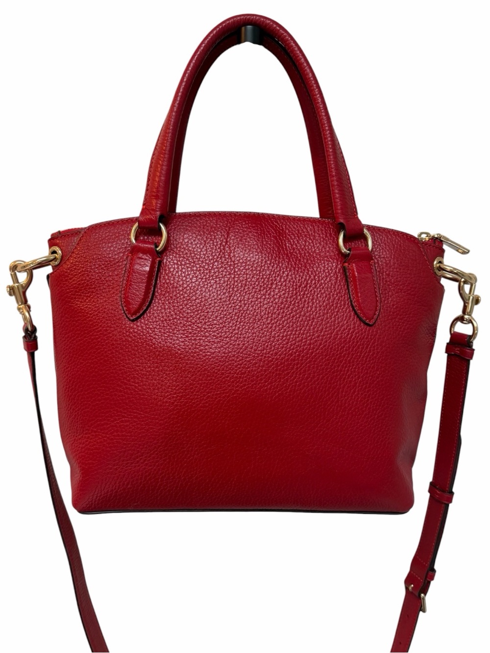 Coach Red Pebbled Leather Satchel Crossbody Bag Gold Tone Hardware - Picture 7 of 9